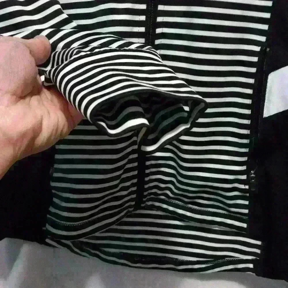 Women's ideology black and white stripe athletic jacket size Medium zip up - Picture 4 of 5